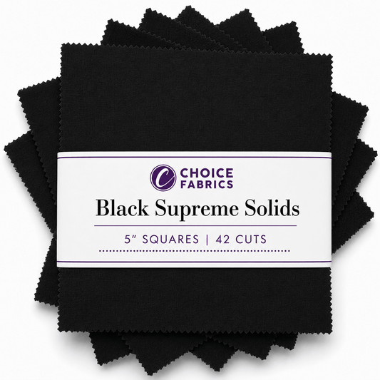 Supreme Solids - 5x5 Charm Pack - Black (42 Squares)