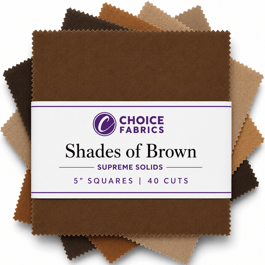 Supreme Solids - 5x5 Charm Pack - Shades of Brown (40 Squares)