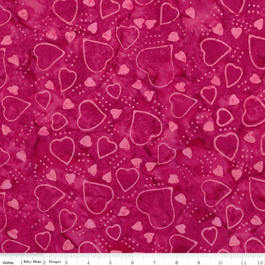 Love Punch Batiks - Hearts - Berry Persimmon (3-Yard Pack)
