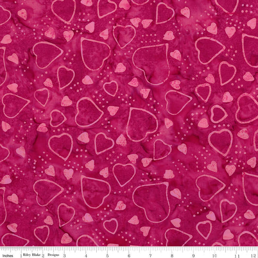 Love Punch Batiks - Hearts - Berry Persimmon