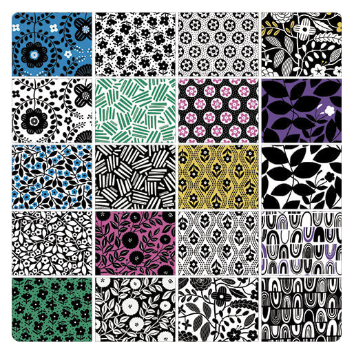 Black, White and Bloom - 10" Squares