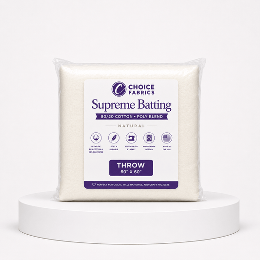 Choice Supreme Batting - 80/20 Cotton/Poly Blend - Throw (60" x 60")