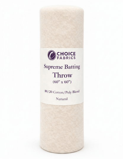 Choice Supreme Batting - 80/20 Cotton/Poly Blend - Throw (60" x 60")