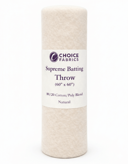 Choice Supreme Batting - 80/20 Cotton/Poly Blend - Throw (60" x 60")