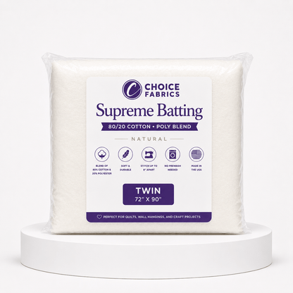 Choice Supreme Batting - 80/20 Cotton/Poly Blend - Twin (72" x 90")