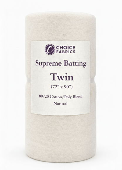 Choice Supreme Batting - 80/20 Cotton/Poly Blend - Twin (72" x 90")