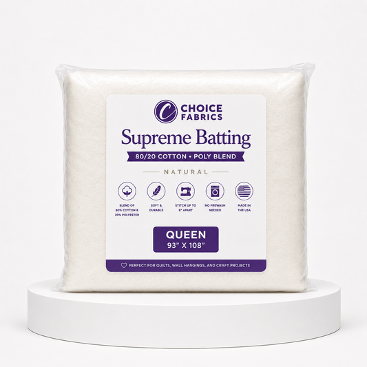 Choice Supreme Batting - 80/20 Cotton/Poly Blend - Queen (93" x 108")