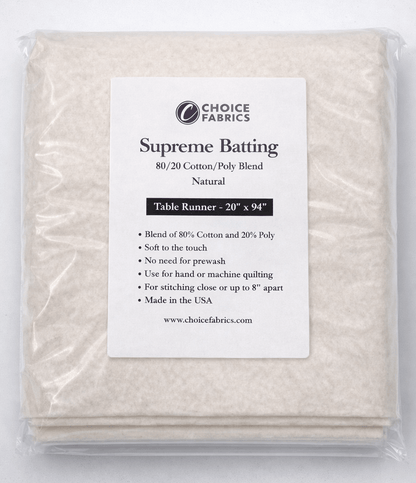 Choice Supreme Batting - 80/20 Cotton/Poly Blend - Table Runner (20" x 94")