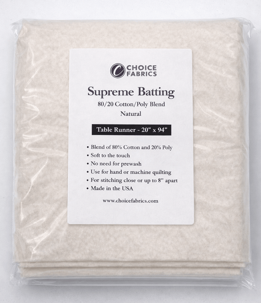 Choice Supreme Batting - 80/20 Cotton/Poly Blend - Table Runner (20" x 94")