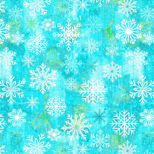 Blue Carribean Snowflake Toss Dot Cotton Wideback Fabric per yard
