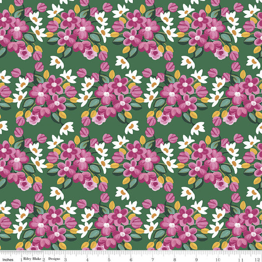 Morning Meadow - Flower Bunches - Green (3-Yard Pack)
