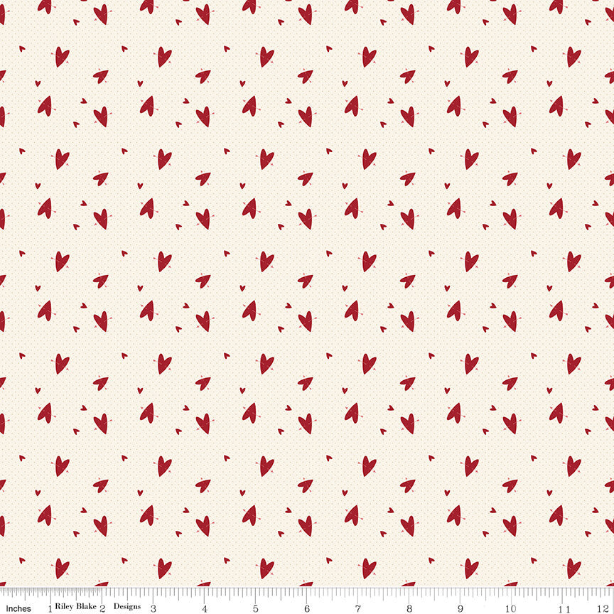 Love You Always - Hearts - Cream (3-Yard Pack)