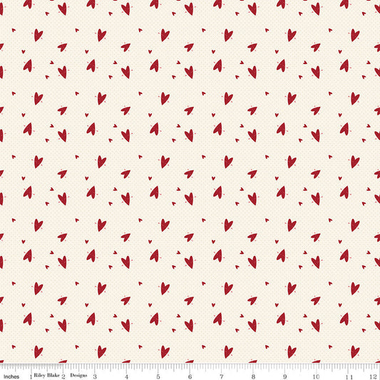 Love You Always - Hearts - Cream (3-Yard Pack)