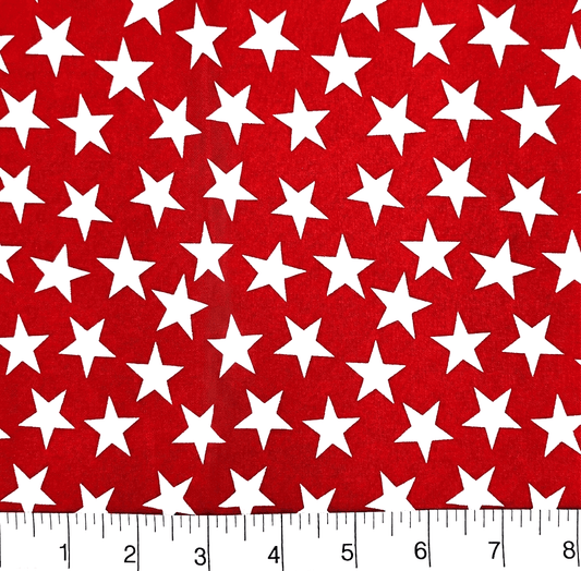 Patriotic Stars 108" Supreme Backings - Large White Stars on Red