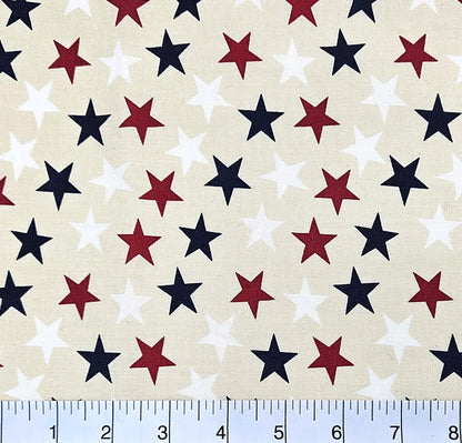 Patriotic Stars 108" Supreme Backings - Large Stars on Cream (3-Yard Pack)