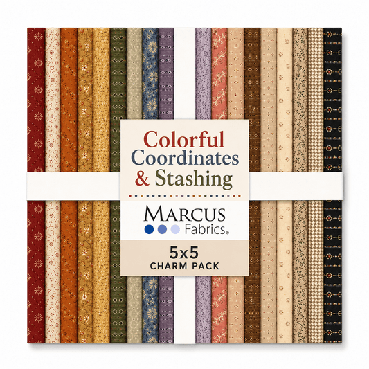 Colorful Coordinates & Stashing by Marcus Fabrics - 5x5 Charm Pack (42 Cuts)