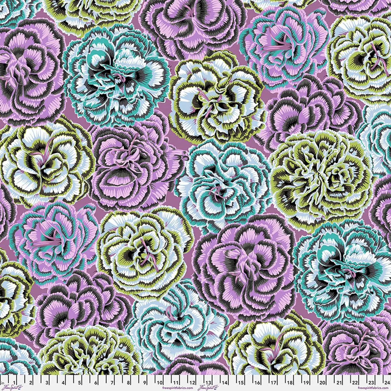 Contrast Picotee Carnations Cotton 44"/46" Fabric Per Yard