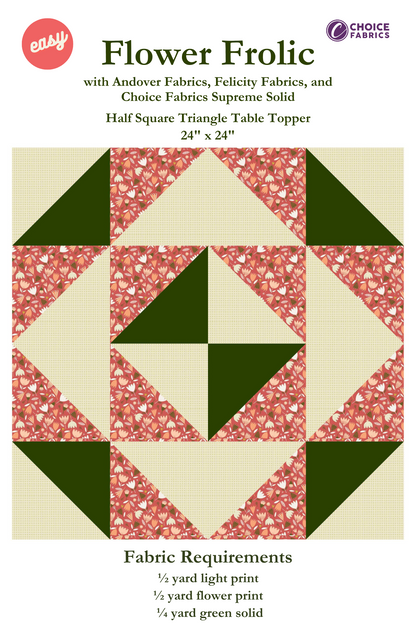 Flower Frolic - Half Square Triangle Table Topper - Quilt Kit