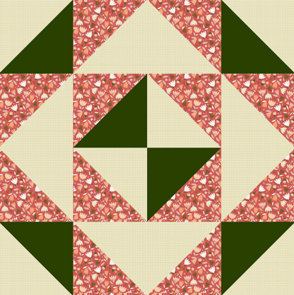 Flower Frolic - Half Square Triangle Table Topper - Quilt Kit