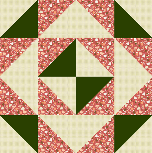 Flower Frolic - Half Square Triangle Table Topper - Quilt Kit