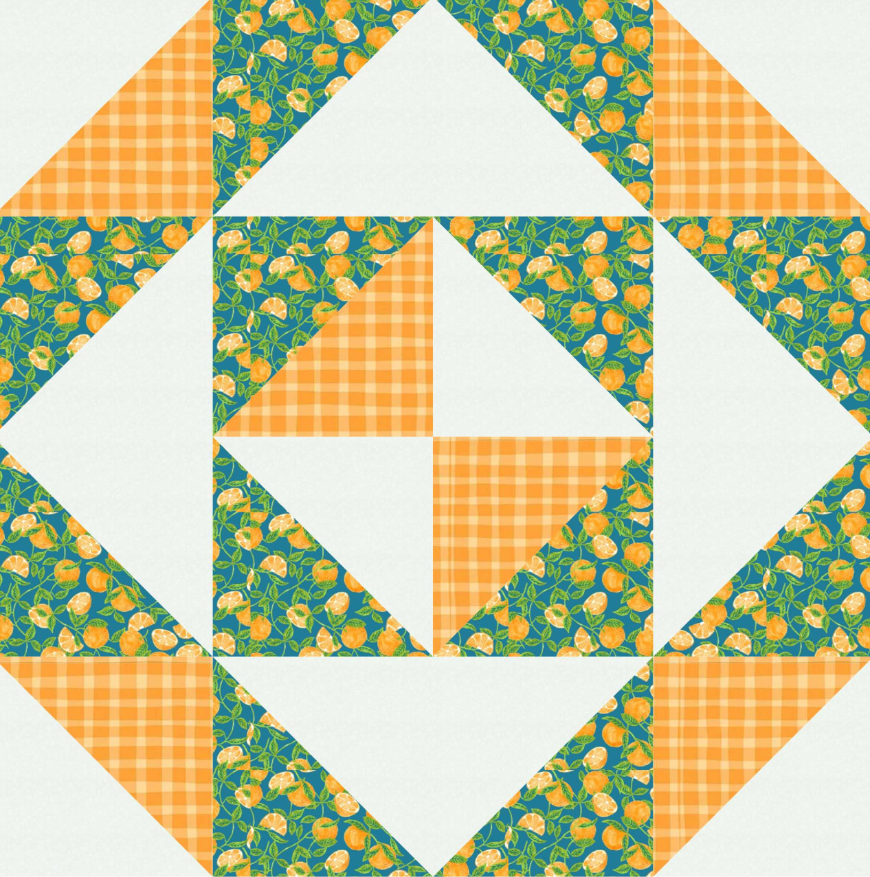 Orange Juice - Half Square Triangle Table Topper - Quilt Kit