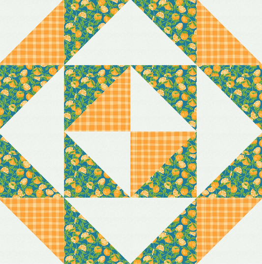 Orange Juice - Half Square Triangle Table Topper - Quilt Kit