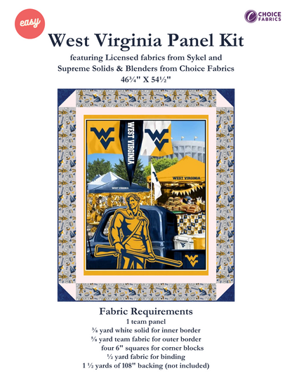 West Virginia Mountaineers - Tailgate Panel - Quilt Kit