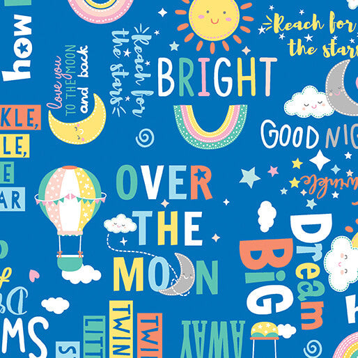 Twinkle Comfort Flannel - Twinkle Words - Royal Blue