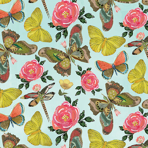 A Heart Led Life - Butterfly Toss - Sky Blue