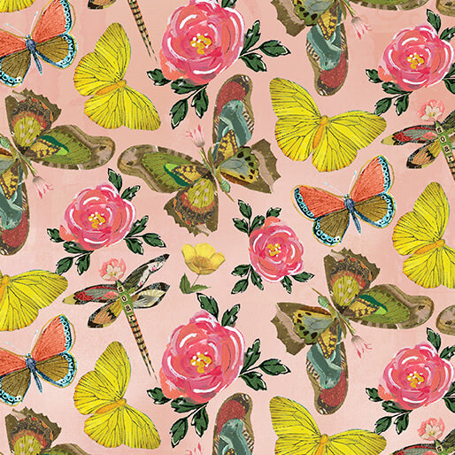 A Heart Led Life - Butterfly Toss - Pink (3-Yard Pack)