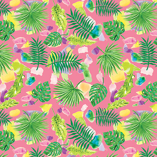Starlight Safari - Scattered Leaves - Pink (3-Yard Pack)
