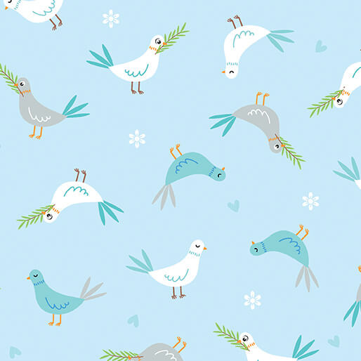 Noah's Journey - Doves of Peace - Light Blue (3-Yard Pack)