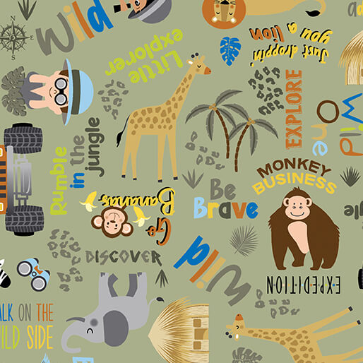 Safari Adventure - On Safari Words - Olive (3-Yard Pack)