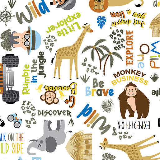 Safari Adventure - On Safari Words - White (3-Yard Pack)