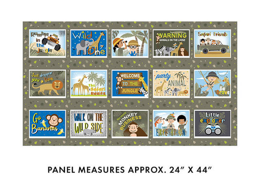 Safari Adventure - Safari Boxes Panel - Dark Olive (24"x44")