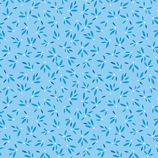 Flora & Fauna: Midnight - Leaves - Sky Blue (3-Yard Pack)