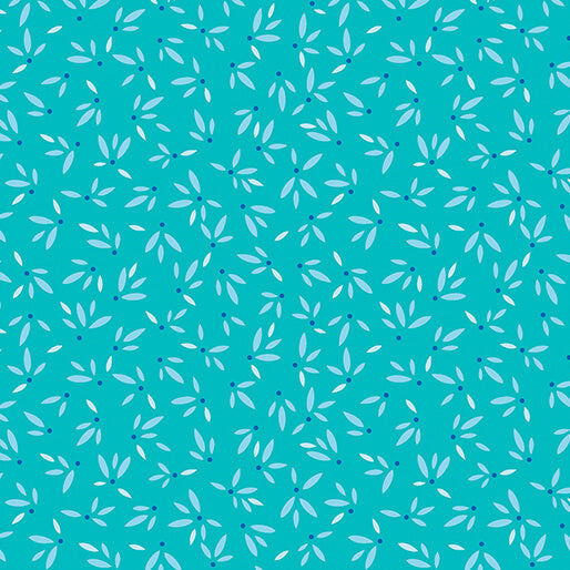 Flora & Fauna: Midnight - Leaves - Turquoise (3-Yard Pack)