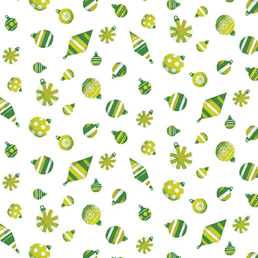 Meowy Christmas - Fa La La Ornaments - Green/White (3-Yard Pack)