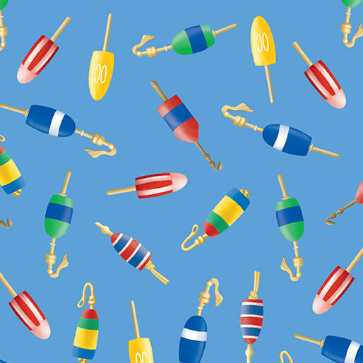 Sail Away - Tossed Buoys - Blue (3-Yard Pack)