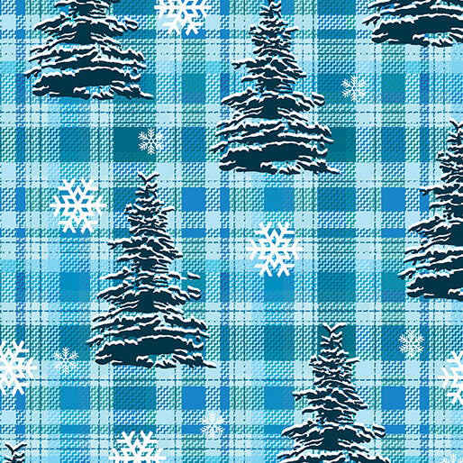 Winter Farm House Plaid - Pine Tree Plaid - Light Blue (3-Yard Pack)