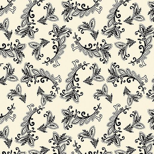 Harvest Gathering - Vining Scroll - Cream/Black