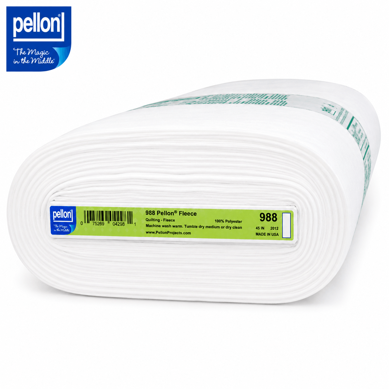 Pellon® 988 Sew-In Fleece Interfacing – White – 45" x 10 Yard Bolt