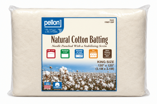 Pellon® Natural Cotton Batting With Scrim 120" x 120" King Size Package
