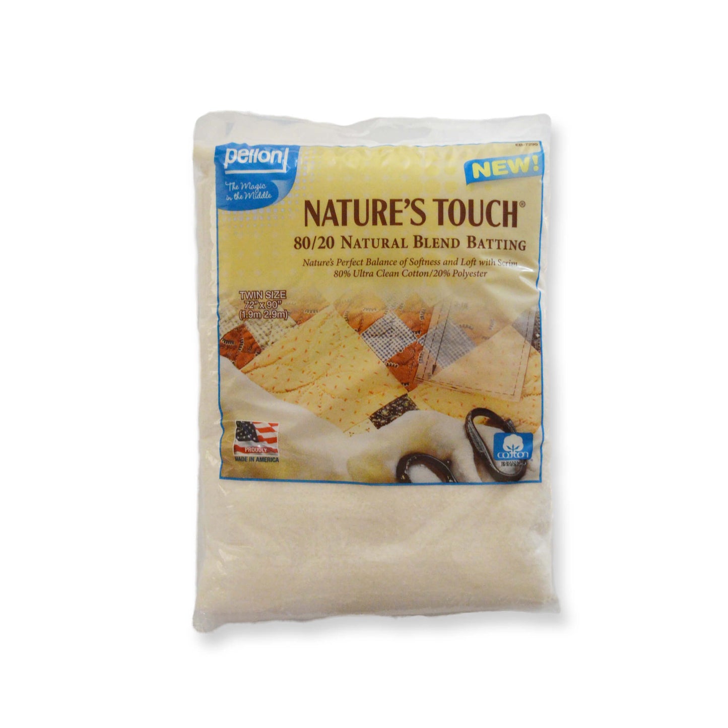 Pellon® 80/20 Cotton/Polyester Batting With Scrim – 72" x 90" Twin Size Package – Color: Natural