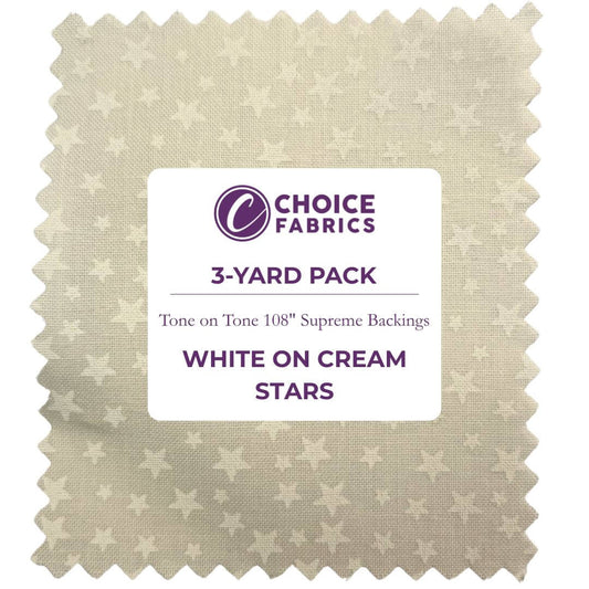 Tone on Tone 108" Supreme Backings - White on Cream Stars (3-Yard Pack)