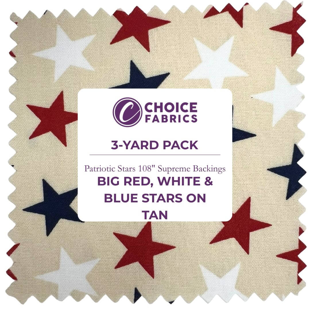 Patriotic Stars 108" Supreme Backings - Large Stars on Cream (3-Yard Pack)