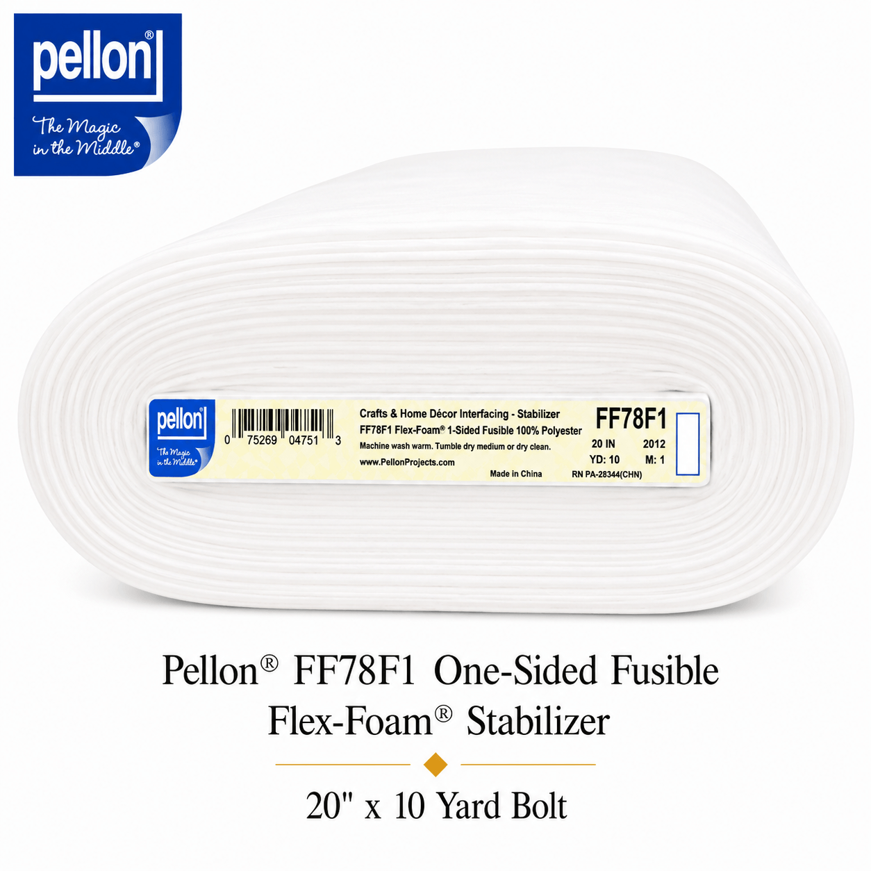 Pellon® FF78F1 One-Sided Fusible Flex-Foam Stabilizer – 20" x 10 Yard Bolt