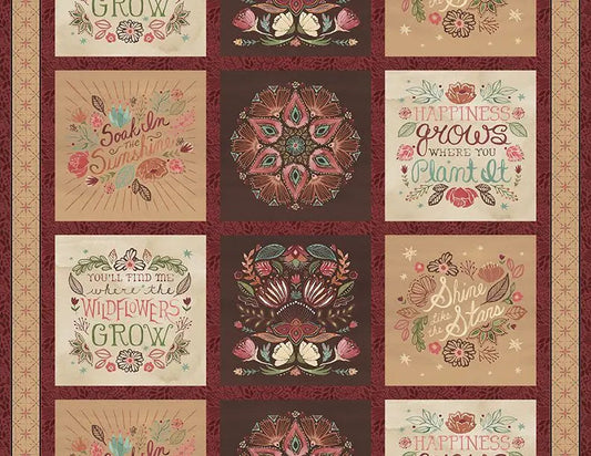 Floralscape - Craft Panel Multi Cotton 44"/45" Fabric Per Yard