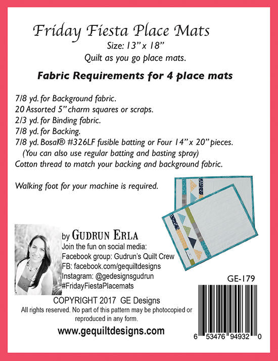 Friday Fiesta Place Mats Pattern 179