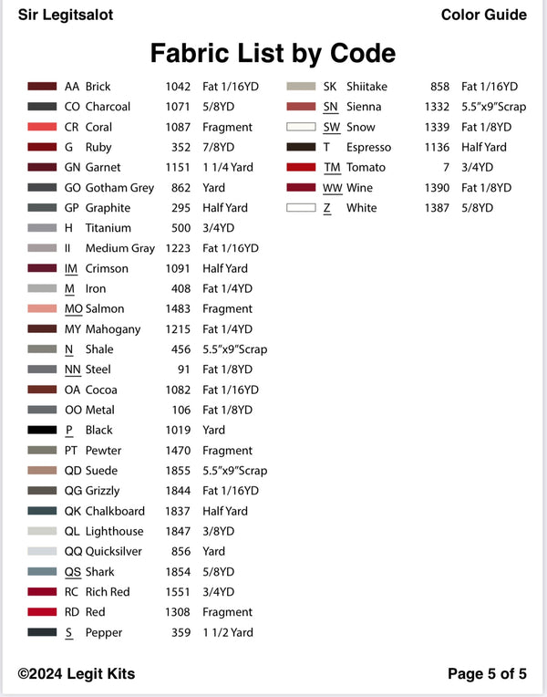 Sir Legitsalot Quilt Kit